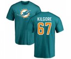 Miami Dolphins #67 Daniel Kilgore Aqua Green Name & Number Logo T-Shirt