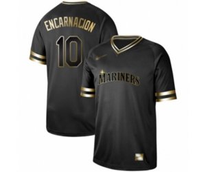 Seattle Mariners #10 Edwin Encarnacion Authentic Black Gold Fashion Baseball Jersey