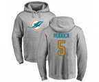Miami Dolphins #5 Jake Rudock Ash Name & Number Logo Pullover Hoodie