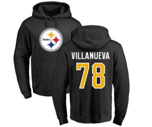 Pittsburgh Steelers #78 Alejandro Villanueva Black Name & Number Logo Pullover Hoodie