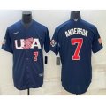 USA Baseball #7 Tim Anderson Number 2023 Navy World Baseball Classic Stitched Jerseys
