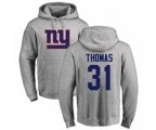 New York Giants #31 Michael Thomas Ash Name & Number Logo Pullover Hoodie