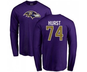 Baltimore Ravens #74 James Hurst Purple Name & Number Logo Long Sleeve T-Shirt