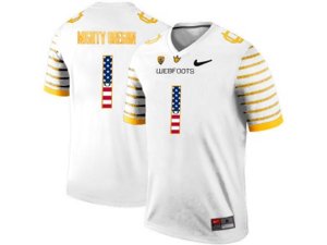 2016 US Flag Fashion 2016 Men\'s Oregon Ducks Spring Game Mighty Oregon #1 Webfoot 100th Rose Bowl Game Elite Jersey - White