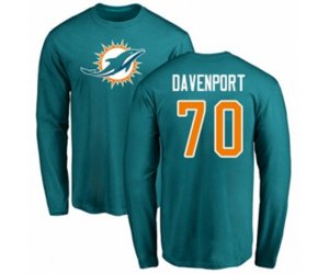 Miami Dolphins #70 Julie\'n Davenport Aqua Green Name & Number Logo Long Sleeve T-Shirt