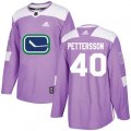 Vancouver Canucks #40 Elias Pettersson Purple Authentic Fights Cancer Stitched NHL Jersey