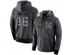 San Francisco 49ers #16 Joe Montana Stitched Black Anthracite Salute to Service Player Performance Hoodie