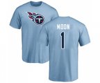 Tennessee Titans #1 Warren Moon Light Blue Name & Number Logo T-Shirt