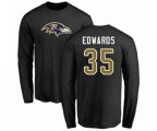 Baltimore Ravens #35 Gus Edwards Black Name & Number Logo Long Sleeve T-Shirt