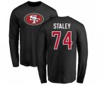 San Francisco 49ers #74 Joe Staley Black Name & Number Logo Long Sleeve T-Shirt