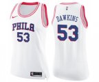 Women's Philadelphia 76ers #53 Darryl Dawkins Swingman White Pink Fashion Basketball Jersey