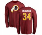 Washington Redskins #34 Wendell Smallwood Maroon Name & Number Logo Long Sleeve T-Shirt