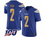 Los Angeles Chargers #2 Easton Stick Limited Electric Blue Rush Vapor Untouchable 100th Season Football Jersey