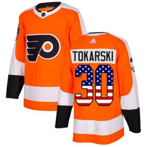 Philadelphia Flyers #30 Dustin Tokarski Authentic Orange USA Flag Fashion NHL Jersey