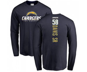 Los Angeles Chargers #58 Thomas Davis Sr Navy Blue Backer Long Sleeve T-Shirt