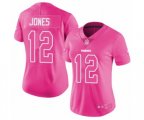 Women Oakland Raiders #12 Zay Jones Limited Pink Rush Fashion Football Jersey