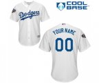 Los Angeles Dodgers Customized Replica White Home Cool Base 2018 World Series Baseball Jersey