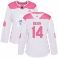 Women Toronto Maple Leafs #14 Dave Keon Authentic White Pink Fashion NHL Jersey