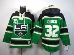 Los Angeles Kings #32 Jonathan Quick Green Pullover Hooded