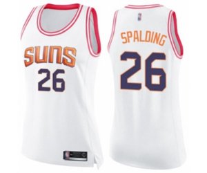 Women\'s Phoenix Suns #26 Ray Spalding Swingman White Pink Fashion Basketball Jersey