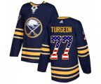 Adidas Buffalo Sabres #77 Pierre Turgeon Authentic Navy Blue USA Flag Fashion NHL Jersey