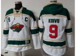 Minnesota Wild #9 Mikko Koivu White Sawyer Hooded Sweatshirt Stitched NHL Jersey