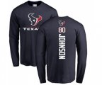 Houston Texans #80 Andre Johnson Navy Blue Backer Long Sleeve T-Shirt
