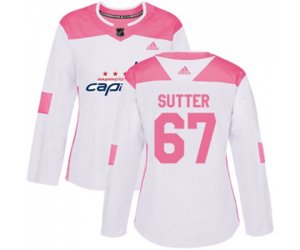 Women Washington Capitals #67 Riley Sutter Authentic White Pink Fashion NHL Jersey