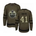 Edmonton Oilers #41 Mike Smith Authentic Green Salute to Service Hockey Jersey