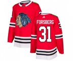 Chicago Blackhawks #31 Anton Forsberg Authentic Red Fashion Gold NHL Jersey