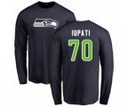 Seattle Seahawks #70 Mike Iupati Navy Blue Name & Number Logo Long Sleeve T-Shirt