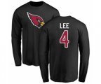 Arizona Cardinals #4 Andy Lee Black Name & Number Logo Long Sleeve T-Shirt