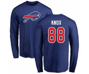 Buffalo Bills #88 Dawson Knox Royal Blue Name & Number Logo Long Sleeve T-Shirt