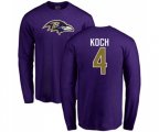 Baltimore Ravens #4 Sam Koch Purple Name & Number Logo Long Sleeve T-Shirt