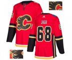 Calgary Flames #68 Jaromir Jagr Authentic Red Fashion Gold Hockey Jersey