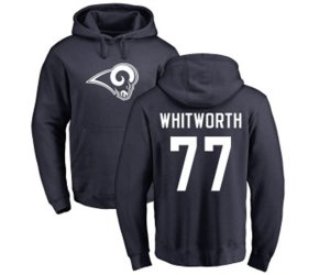 Los Angeles Rams #77 Andrew Whitworth Navy Blue Name & Number Logo Pullover Hoodie