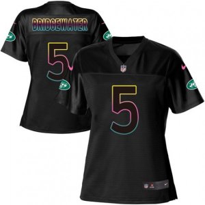 Women\'s Nike New York Jets #5 Teddy Bridgewater Game Black Fashion NFL Jersey