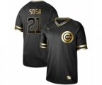 Chicago Cubs #21 Sammy Sosa Authentic Black Gold Fashion Baseball Jersey