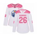 Women Edmonton Oilers #26 Brandon Manning Authentic White Pink Fashion Hockey Jersey