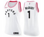 Women's Toronto Raptors #1 Tracy Mcgrady Swingman White Pink Fashion Basketball Jersey