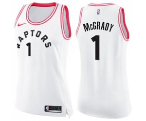 Women\'s Toronto Raptors #1 Tracy Mcgrady Swingman White Pink Fashion Basketball Jersey