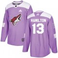 Arizona Coyotes #13 Freddie Hamilton Authentic Purple Fights Cancer Practice NHL Jersey