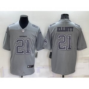 Dallas Cowboys #21 Ezekiel Elliott LOGO Grey Atmosphere Fashion 2022 Vapor Untouchable Stitched Nike Limited Jersey