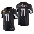 Arizona Cardinals #11 Larry Fitzgerald Black With C Patch & Walter Payton Patch Limited Stitched Jersey