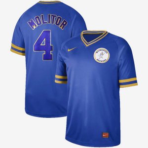 Nike Milwaukee Brewers #4 Paul Molitor Blue M&N MLB Jersey