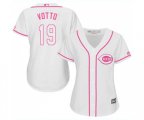 Women's Cincinnati Reds #19 Joey Votto Replica White Fashion Cool Base Baseball Jersey
