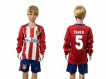 Atletico Madrid #5 Tiago Home Long Sleeves Kid Soccer Club Jersey