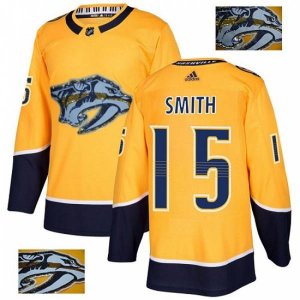 Nashville Predators #15 Craig Smith Authentic Gold Fashion Gold NHL Jersey