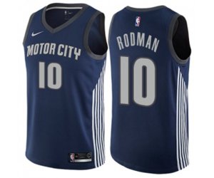 Detroit Pistons #10 Dennis Rodman Authentic Navy Blue NBA Jersey - City Edition