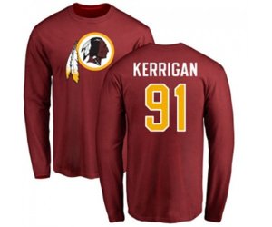 Washington Redskins #91 Ryan Kerrigan Maroon Name & Number Logo Long Sleeve T-Shirt